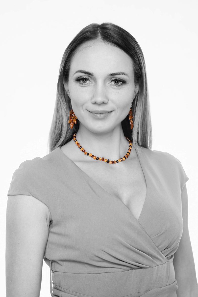 AMBERAGE Natural Baltic Amber Necklaces for Women - Hand Made from Polished/Certified Baltic Amber Baroque Beads/Quality Guaranteed (3 colors) (45cm- 17.72INCH) (MULTI WITH NO MATT) - Image 2